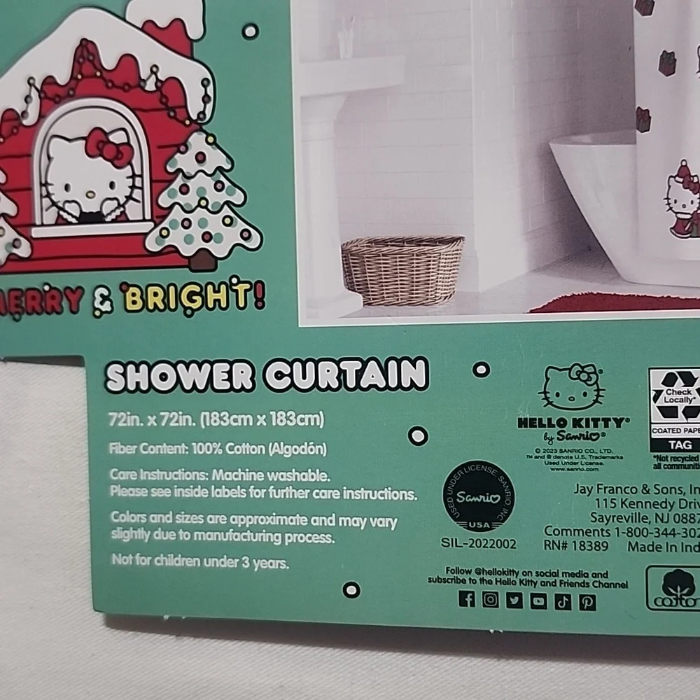 Hello Kitty Shower Curtain NEW Christmas 🎄